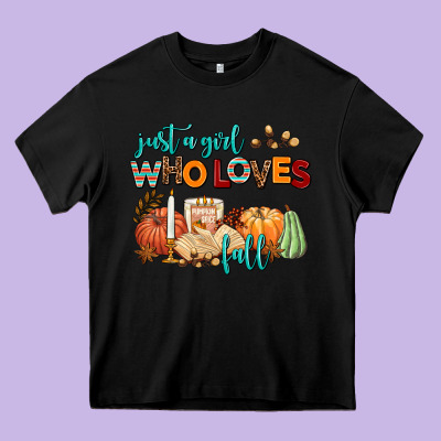 Just A Girl Who Loves Fall Heavy Core Tee Designed By Adodesignshop
