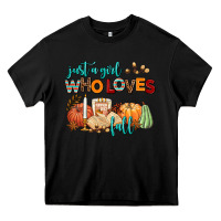 Black just a girl who loves fall Heavy Core Tee - AdoDesignShop