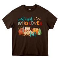 Chocolate Brown just a girl who loves fall Heavy Core Tee - AdoDesignShop