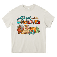 Cream just a girl who loves fall Heavy Core Tee - AdoDesignShop
