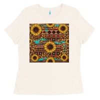 Bone sunflower and leopard seamless pattern Ladies Tee - BundleAndBundleShop
