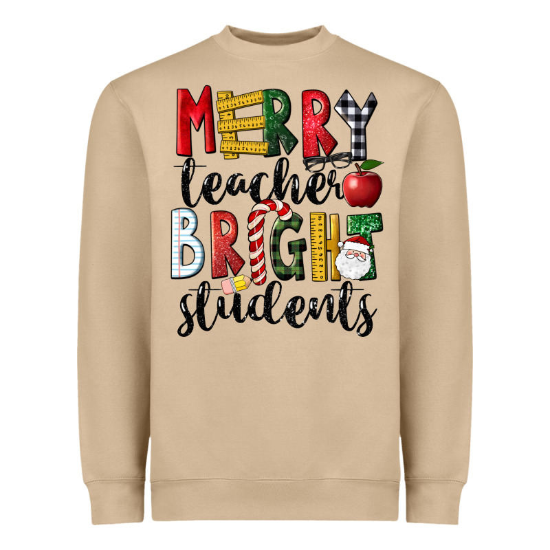 Merry Teacher Bright Students Christmas Heavyweight Sweatshirt by LillyAllenDesigns | Teevron
