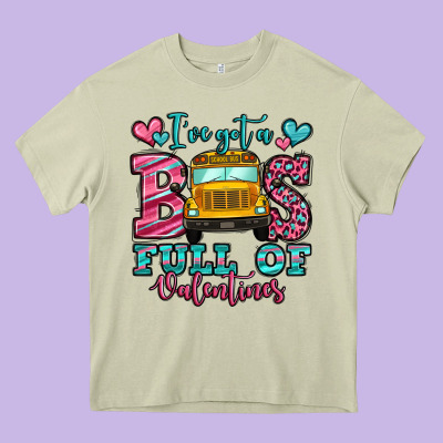I've Got A Bus Full Of Valentines School Bus Heavy Core Tee Designed By Jasminsmagicworld