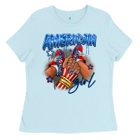 Baby Blue Afro american girl sneakers Ladies Tee - RanaPortraitStore