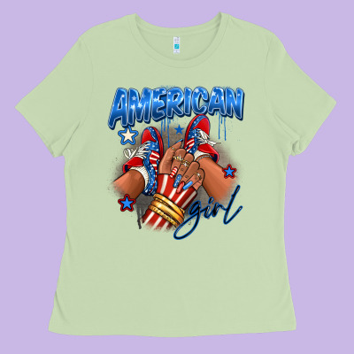 Afro American Girl Sneakers Ladies Tee Designed By Ranaportraitstore