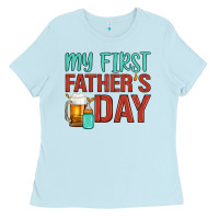 Baby Blue my first father's day Ladies Tee - Artiststas