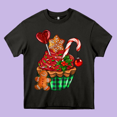 Christmas Cupcake Heavy Core Tee Designed By Adodesignshop