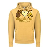 Vintage Mustard Peace love cure Bone Cancer Vintage Hoodie - NancyCooperArtShop