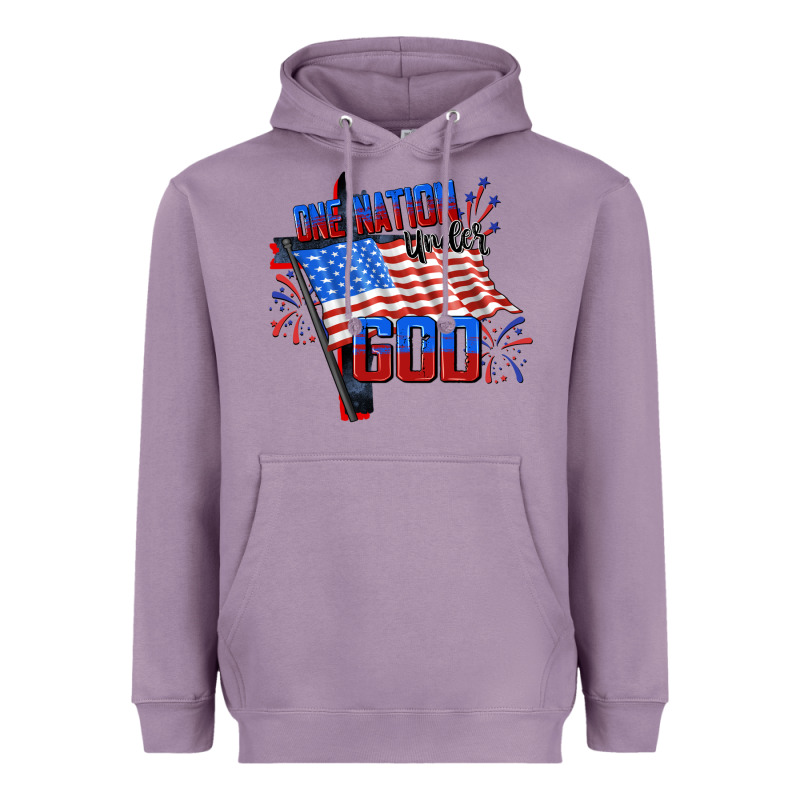 One Nation Under God 4th Of July Heavyweight Hoodie by CowGirlArtShop | Teevron