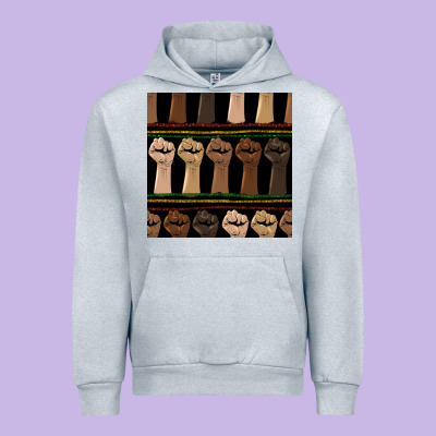 Melanin Rised Fist Seamless Pattern Urban Hoodie Designed By Bundleandbundleshop