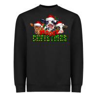 Black Mooey Christmas Cows Heavyweight Sweatshirt - LillyAllenDesigns