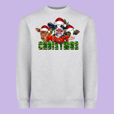 Mooey Christmas Cows Heavyweight Sweatshirt Designed By Lillyallendesigns