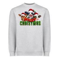 Heather Grey Mooey Christmas Cows Heavyweight Sweatshirt - LillyAllenDesigns