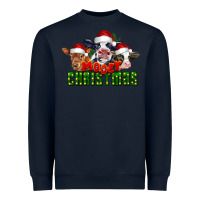 Navy Mooey Christmas Cows Heavyweight Sweatshirt - LillyAllenDesigns
