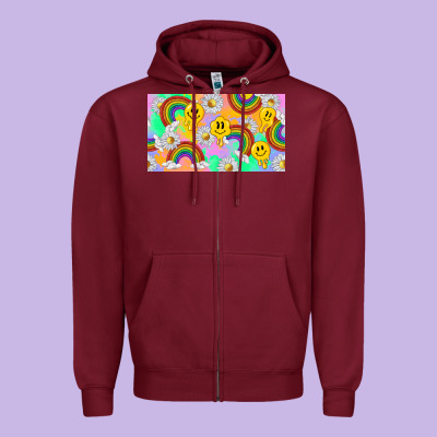 Smile Faces And Rainbow And Daisys Zipper Hoodie Designed By Tumblerdesignbyshophia