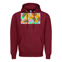 Burgundy smile faces and rainbow and daisys Zipper Hoodie - TumblerDesignByShophia