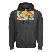 Charcoal Heather smile faces and rainbow and daisys Zipper Hoodie - TumblerDesignByShophia