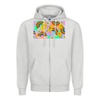 Dove Grey smile faces and rainbow and daisys Zipper Hoodie - TumblerDesignByShophia