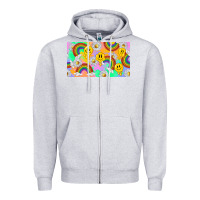 Heather Grey smile faces and rainbow and daisys Zipper Hoodie - TumblerDesignByShophia