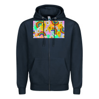 Navy smile faces and rainbow and daisys Zipper Hoodie - TumblerDesignByShophia