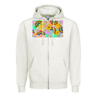 Oatmeal Heather smile faces and rainbow and daisys Zipper Hoodie - TumblerDesignByShophia