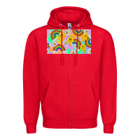 Red smile faces and rainbow and daisys Zipper Hoodie - TumblerDesignByShophia