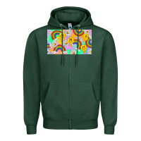 Sports Green smile faces and rainbow and daisys Zipper Hoodie - TumblerDesignByShophia