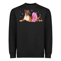 Black boxer dog with tutu Heavyweight Sweatshirt - LillyAllenDesigns