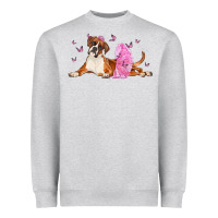 Heather Grey boxer dog with tutu Heavyweight Sweatshirt - LillyAllenDesigns