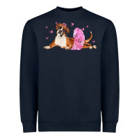 Navy boxer dog with tutu Heavyweight Sweatshirt - LillyAllenDesigns