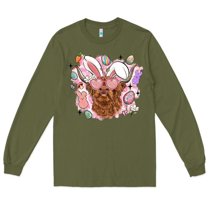 Highland Heifer Easter Long Sleeve Tee by LillyAllenDesigns | Teevron