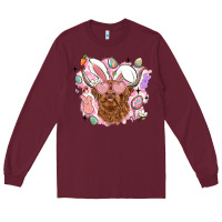 Burgundy highland heifer easter Long Sleeve Tee - LillyAllenDesigns