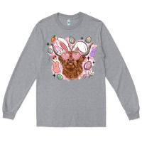 Heather Grey highland heifer easter Long Sleeve Tee - LillyAllenDesigns