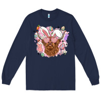 Navy highland heifer easter Long Sleeve Tee - LillyAllenDesigns