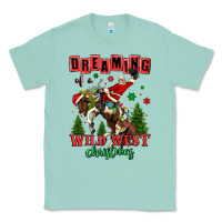 Seafoam dreaming of a wild west christmas cowboy santa Classic Tee - MaliasSmallBusiness