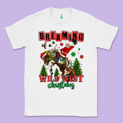 Dreaming Of A Wild West Christmas Cowboy Santa Classic Tee Designed By Maliassmallbusiness