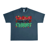 Midnight Navy christmas begins with christ Urban Heavy Tee - MaliasSmallBusiness