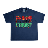 Navy christmas begins with christ Urban Heavy Tee - MaliasSmallBusiness