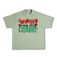 Oil Green christmas begins with christ Urban Heavy Tee - MaliasSmallBusiness