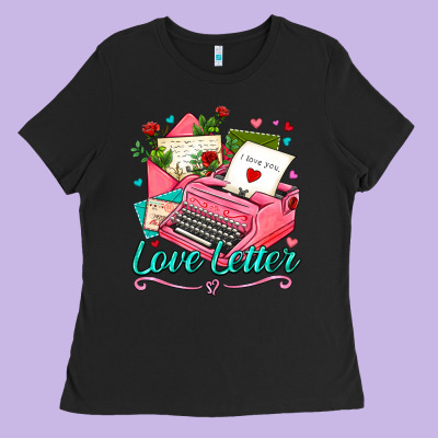 Love Letter With Typewriter Ladies Tee Designed By Adodesignshop