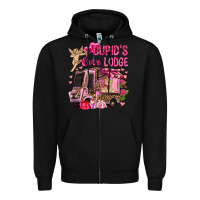 Black Cupid's love lodge with truck Valentine's Day Zipper Hoodie - HowdyJamesFarm