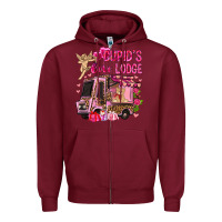 Burgundy Cupid's love lodge with truck Valentine's Day Zipper Hoodie - HowdyJamesFarm