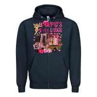 Navy Cupid's love lodge with truck Valentine's Day Zipper Hoodie - HowdyJamesFarm