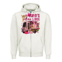 Oatmeal Heather Cupid's love lodge with truck Valentine's Day Zipper Hoodie - HowdyJamesFarm