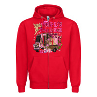 Red Cupid's love lodge with truck Valentine's Day Zipper Hoodie - HowdyJamesFarm