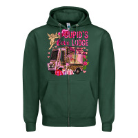 Sports Green Cupid's love lodge with truck Valentine's Day Zipper Hoodie - HowdyJamesFarm
