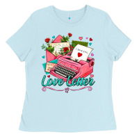 Baby Blue love letter with typewriter Ladies Tee - AdoDesignShop