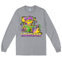 Heather Grey louisiana mardi gras state map Long Sleeve Tee - LillyAllenDesigns