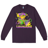 Plum louisiana mardi gras state map Long Sleeve Tee - LillyAllenDesigns