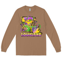 Toasted Coconut louisiana mardi gras state map Long Sleeve Tee - LillyAllenDesigns